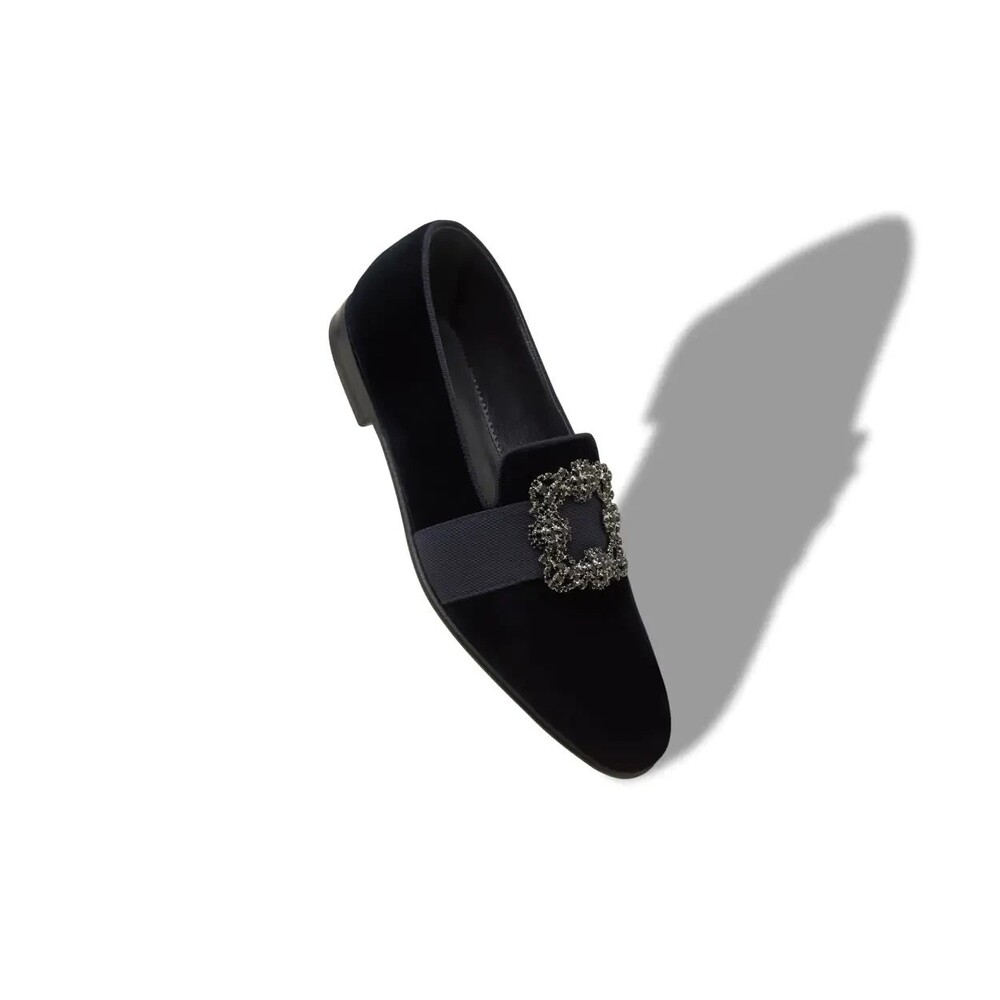 Manolo Blahnik Carlton Loafers US 7 EU 40 Mens Black Velvet $1425